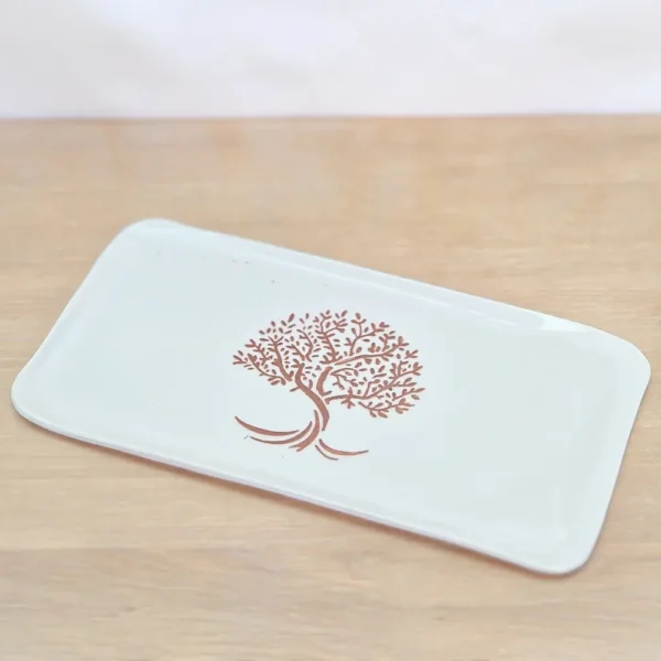 EL Porcelaine | Plat à cake en porcelaine avec motif arbre rose
